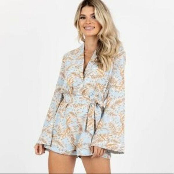 Kittenish Pants - 🌴LUAU PARTY🌴KITTENISH CORINNE PALM TREE PRINTED ROMPER